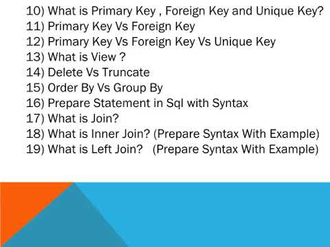 SQL Interview Question For ASP.NET Fresher.