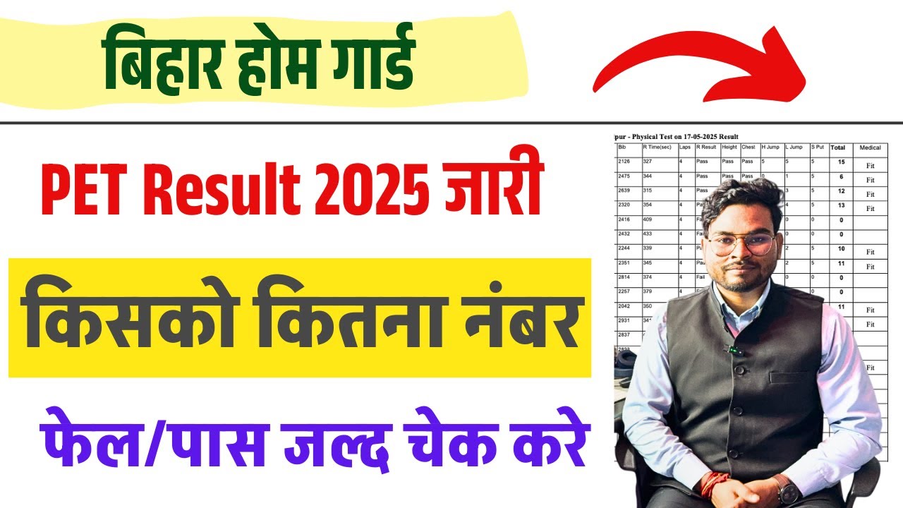 Bihar Home Guard PET Result 2025- Bihar Home Guard District Wise Cut Off Fail Pass Result Out 2025