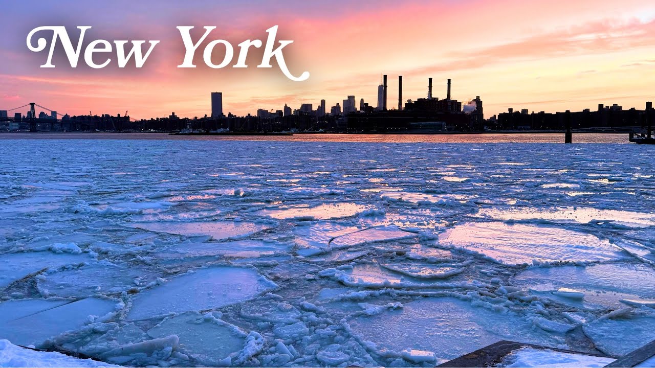 Frozen East River at Sunset ❄️ Greenpoint Waterfront