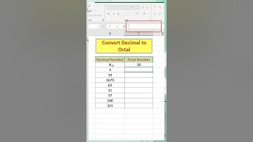 Day 44/100 | Convert Decimal Number to Octal Number | Excel Function | #youtubeshorts #shorts
