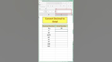 Day 44/100 | Convert Decimal Number to Octal Number | Excel Function | #youtubeshorts #shorts