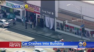 2 Injured After Car Crashes Into Building In Inglewood