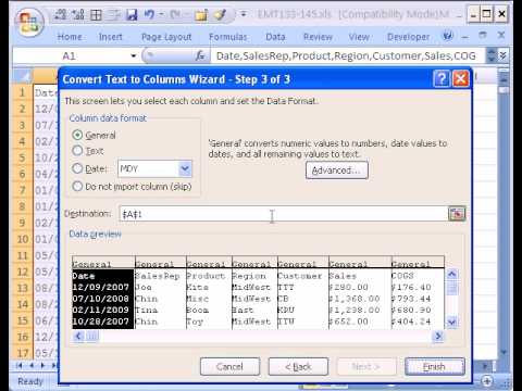 Excel Magic Trick #133: Import CSV Data (Comma Separated Values - Data)