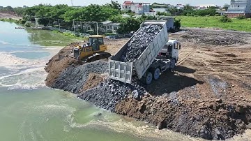 New Action Add 200m To side of lake Build the Road with Dozer pushing rock into deep water