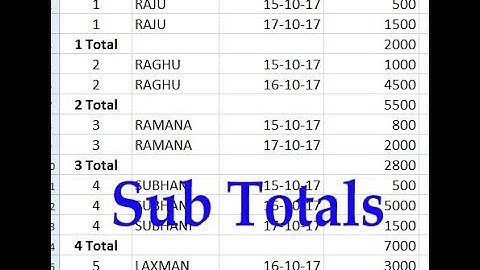 Sub Total in Excel 2007 (SUBTOTAL)