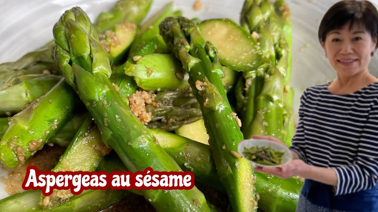 Recette japonaise asperges vertes facile sauce sesame / cuisine japonaise facile / Kumiko Recette