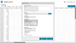StatCrunch: Frequency and Relative Frequency Distribution (raw data)