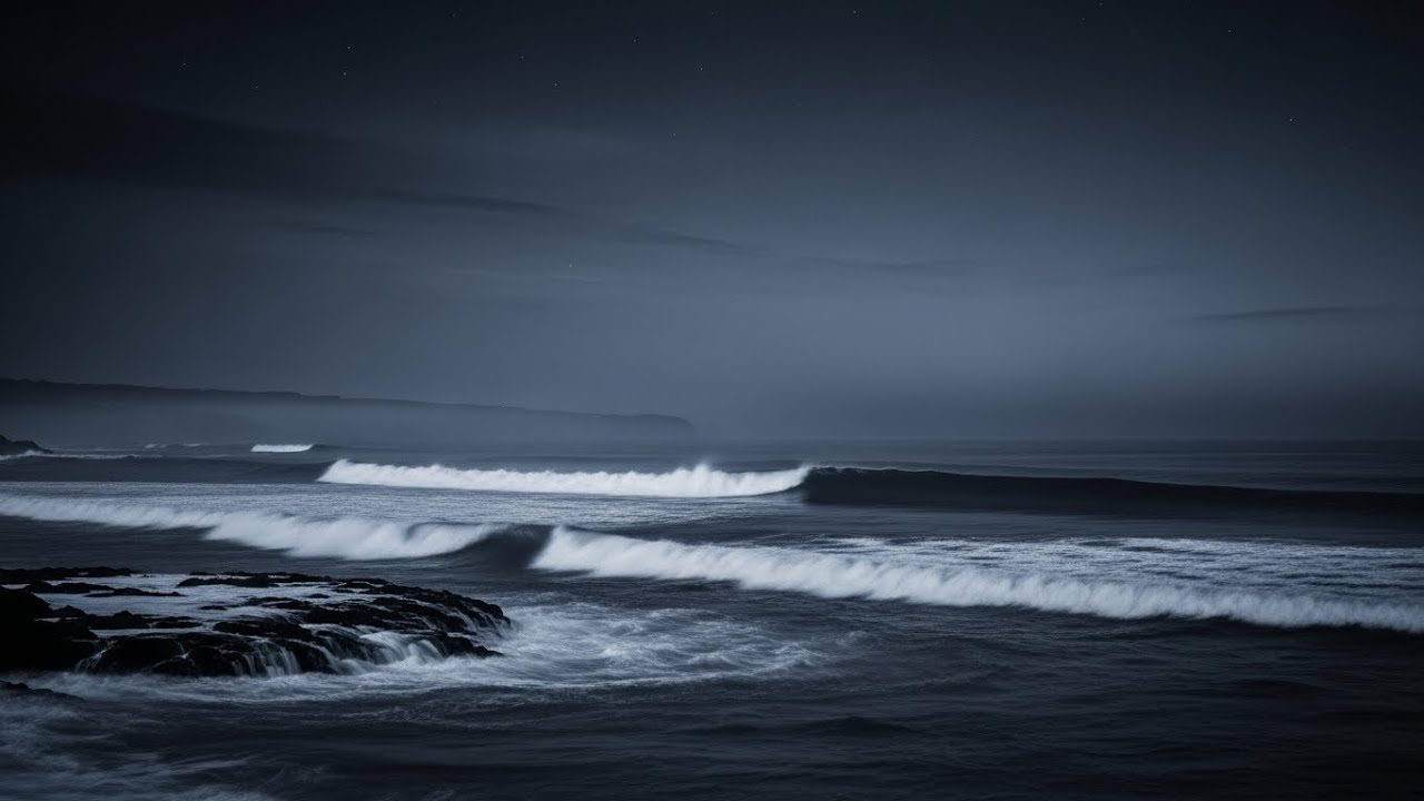 Dark Screen Ocean Waves | No Ads for Stress Relief and Calm Mind with Peaceful Night Atmosphere