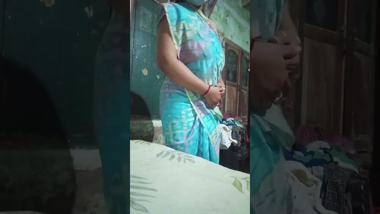 😍 INDO BHABI DRAPING BLUE SAREE ❌BLOUSE 😍 #video #viral #trending #vlogs