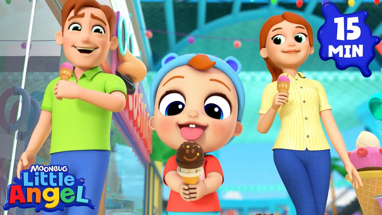 🛒 A Fun Day at the Mall! |  Little Angel Color Songs & Nursery Rhymes | Learn Colors & Shapes