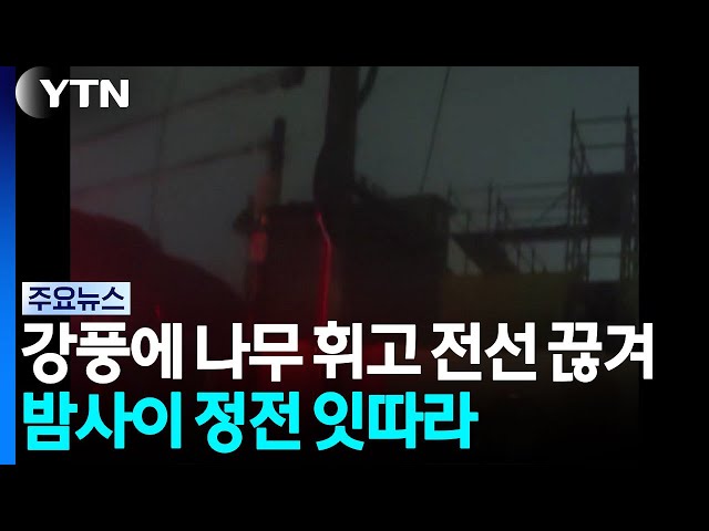 강풍에 나무 휘고 전선 끊겨...밤사이 수도권 정전 잇따라 / YTN