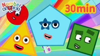 geometry fun compilation for kids learn to count colourful maths 123 numberblocks