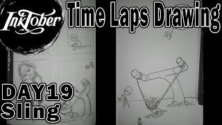 Inktober 19 Sling - to the MOON | ImaginaryDreams |