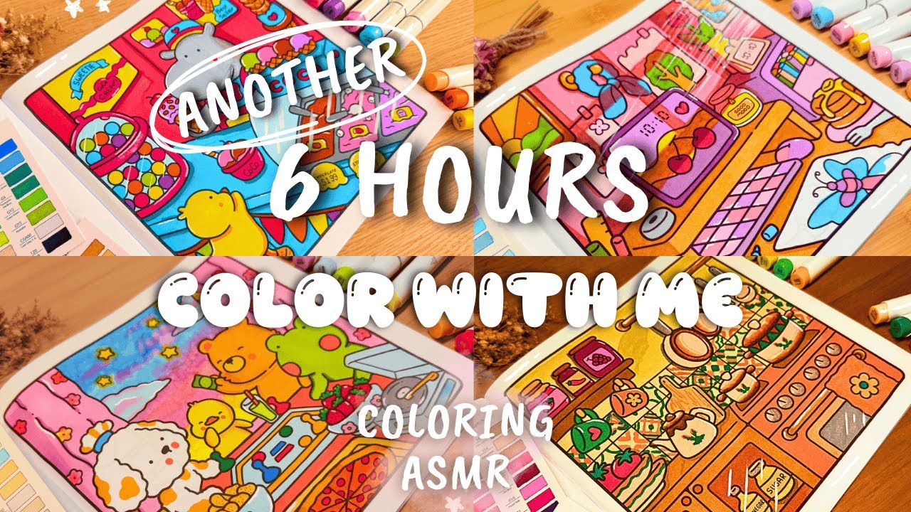 Ultimate 6 hrs Color with Me ASMR Relaxation😌🌸Little Corner | Coco Wyo Coloring Book | Ohuhu Markers