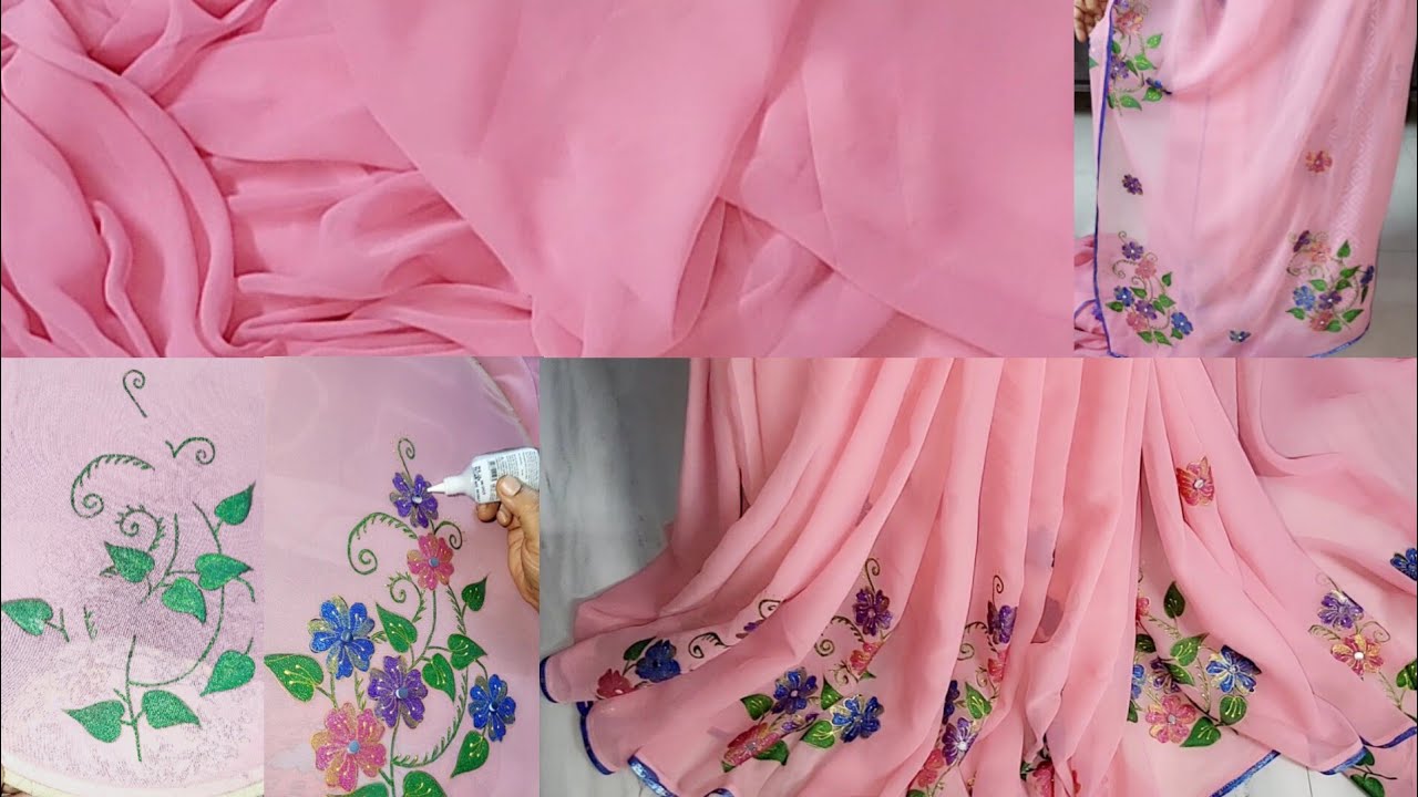 కస్టమర్ ఇచ్చిన plain sareeని painting sareeగా మార్చేశాను..customerకి చాలా బాగా నచ్చింది