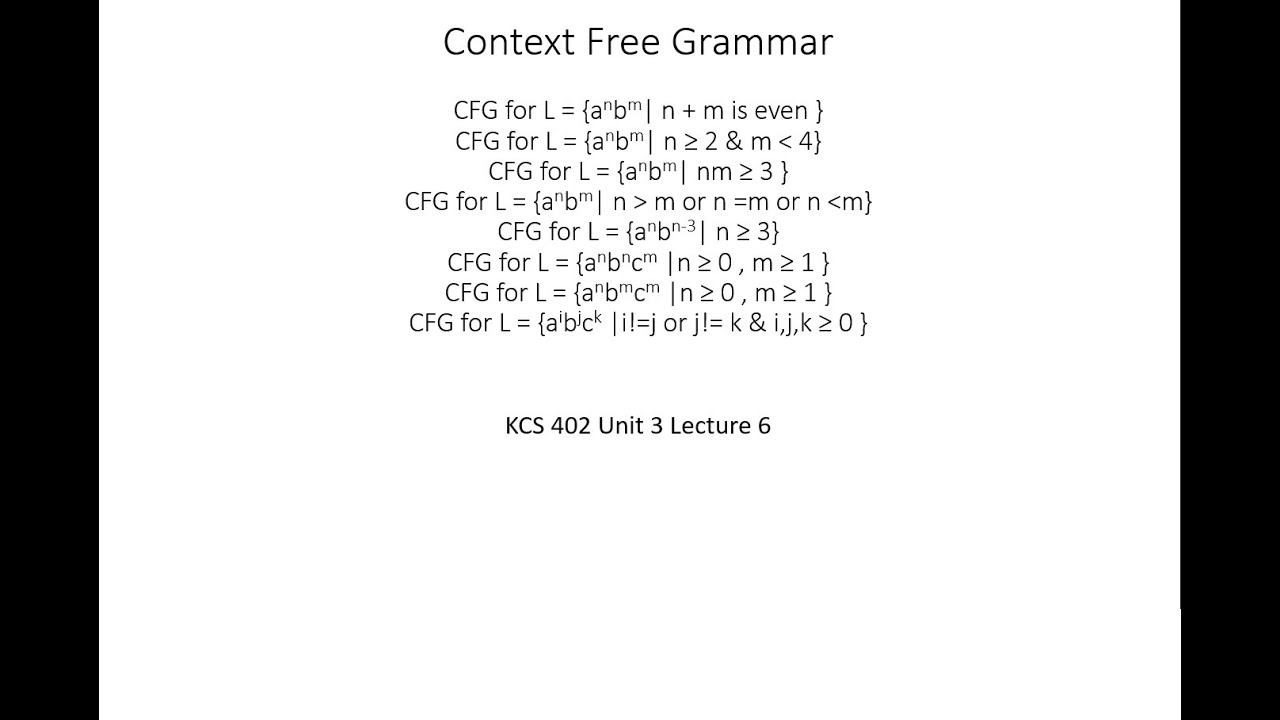3 6 Context Free Grammar YouTube