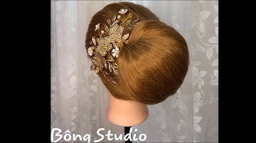 Hướng dẫn bới tóc cô dâu đơn giản (kiểu tóc dành cho bà sui) mẫu 25 Bông Studio