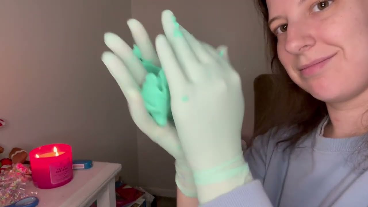 ASMR | stretching slime with gloves that are super tight