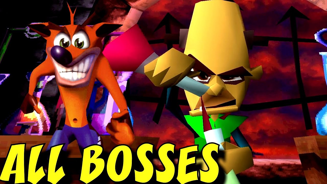 Crash Bandicoot - All Bosses (No Damage) - YouTube