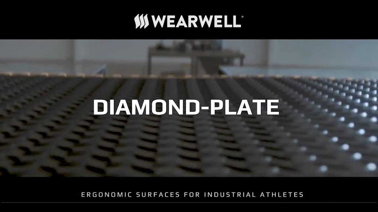 Wearwell Diamond-Plate SpongeCote Anti-fatigue Mat - Black w/Yellow