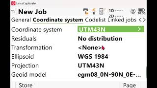 Leica Captivate Job Create and Coordinate System attach
