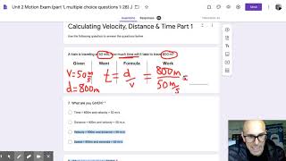 Unit 2 Motion Exam (part 1, multiple choice questions 1-28) JW - Google Forms