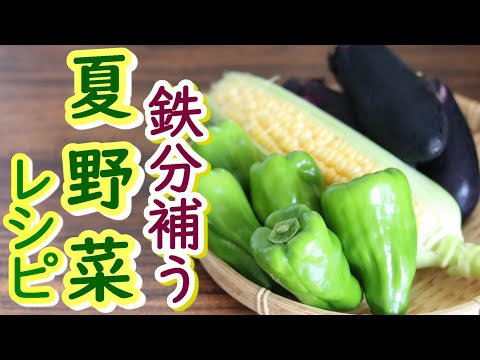 【夏の貧血対策】さっぱり鉄分とれるお弁当おかず4品／ピーマン／茄子／卵焼き／肉巻き