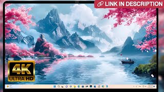 Japanese Spring🌸 Landscape 4K Wallpaper | Pink Cherry Blossom River For PC #nature #japanese #lake