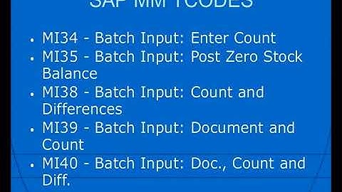 SAP MM Transaction Codes   material management Module Tcodes