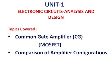 MOSFET CG Amplifier | Common Gate Amplifier small signal Analysis |  ECAD | ECA