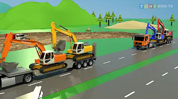 ASMR Excavator for Kids Boating Lake Construction Trucks Uses for Children | Babybus animal crossing