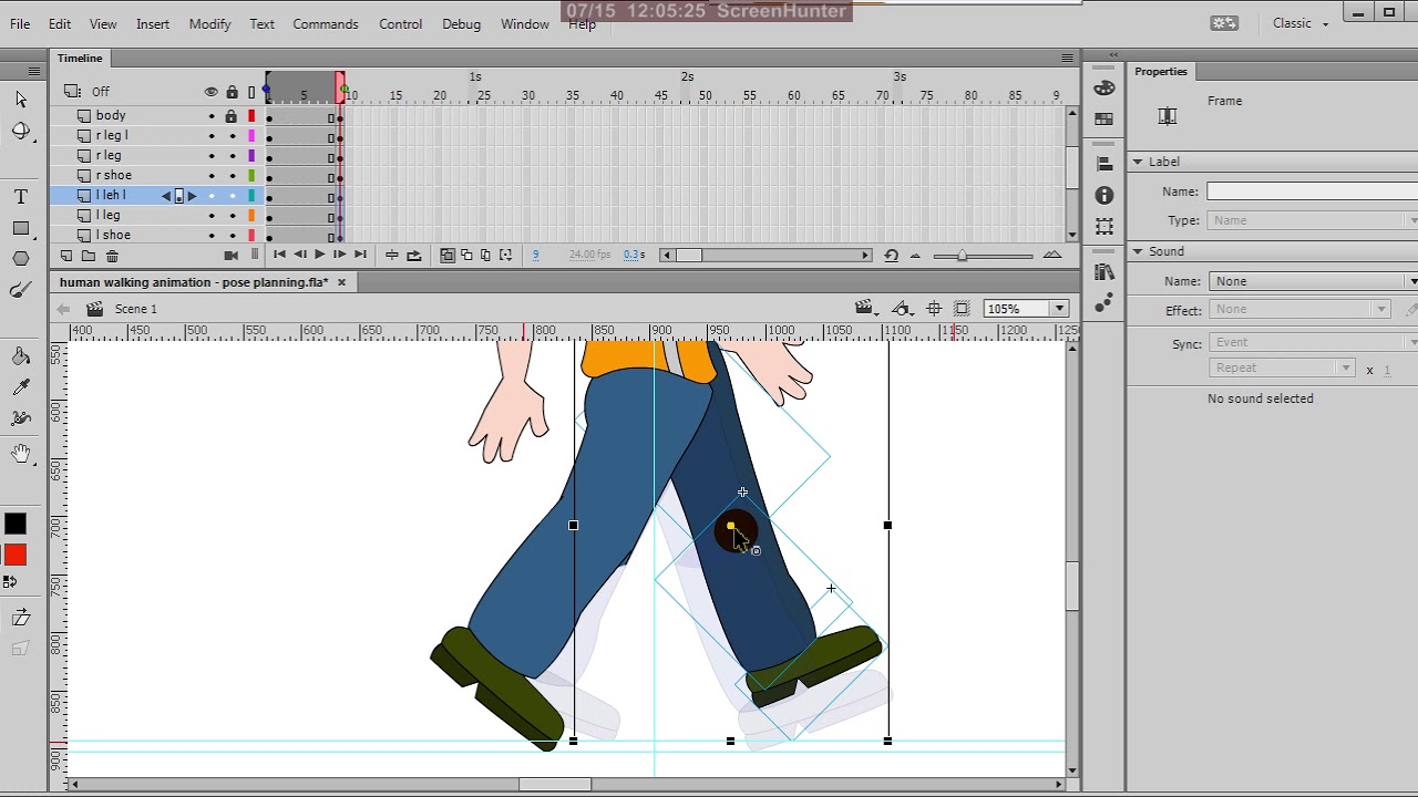 human walking animation - pose planning (contacts and passing position ...