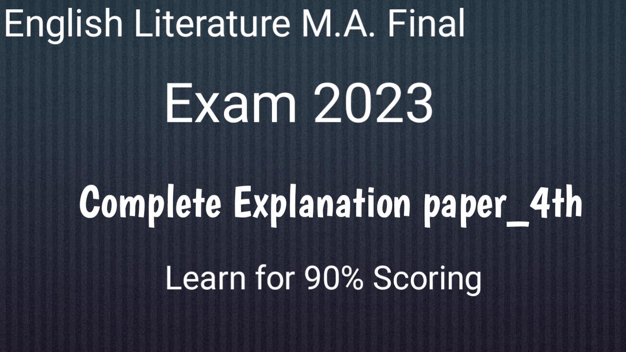 English Literature M.A. Final paper 4th Indian Writing Exam 2023 - YouTube