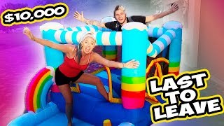 Last To Leave RAINBOW Bounce House Wins $10,000 Challenge!!