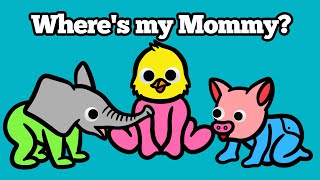 Baby Animals Find Mommy Animals Drawing And Coloring With Glitter & Googly Eyes