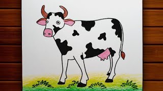 How to Draw Cow Step by Step for Beginners || Cow Drawing Colour || Cow Drawing Easy..