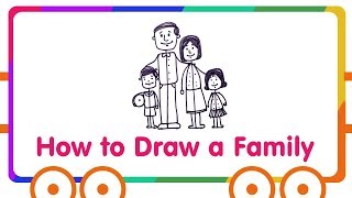 Family Drawing for Kids - How to Draw Happy Family