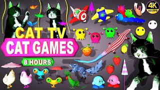 CAT GAMES | THE MOST FAVORITE VIDEO FOR CATS TO WATCH | CAT GAMES COMPILATION 4K 8 HOURS |