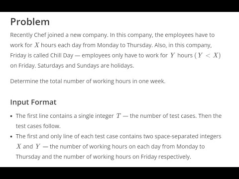 Chef in his Office-CodeChef-July Long Two 2022-Python. - YouTube