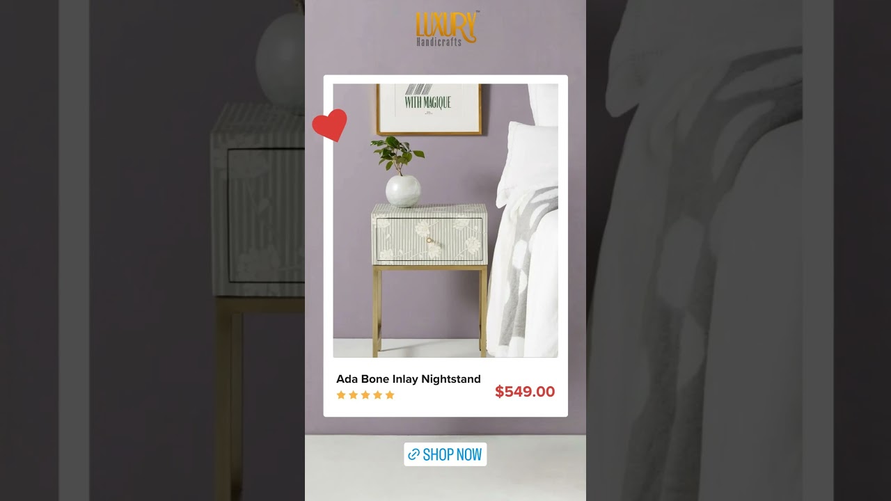 Ada Bone Inlay Bedside Table | Inlay Nightstand | Luxury Handicrafts