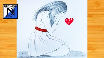 Easy way to draw heart broken sad girl | step by step beginner drawing | pencil drawing tutorial