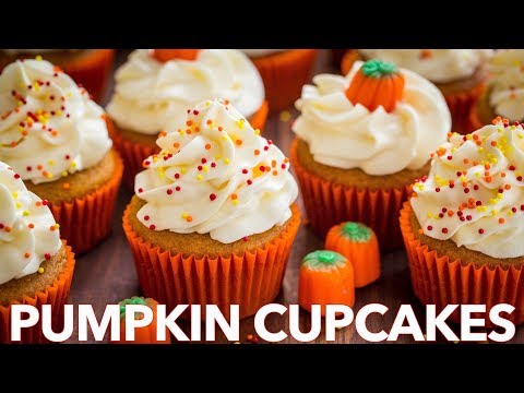 Easy Pumpkin Cupcakes with Whipped Cream Cheese Frosting