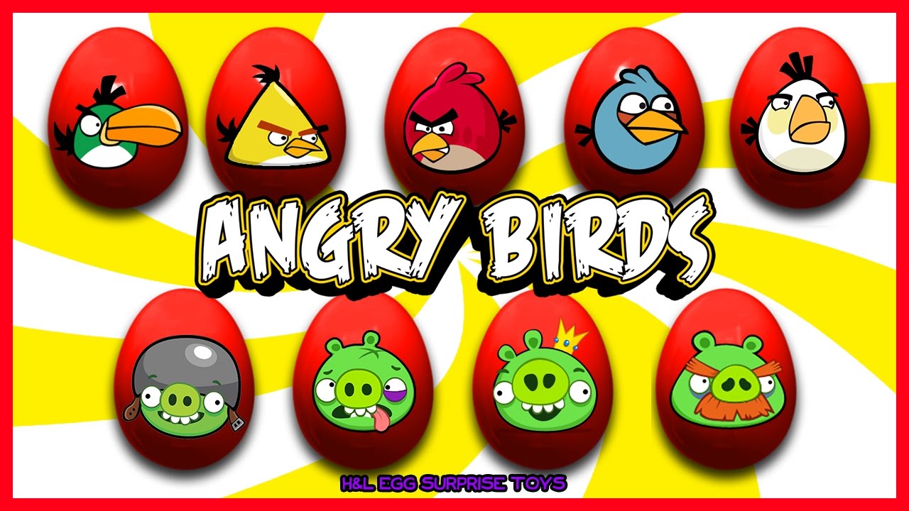 9 ANGRY BIRDS SURPRISE EGGS: Red, Bomb, Hal, Chuck, King Pig, Minion, Corporal Pig