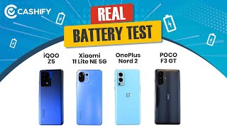 iQOO Z5 Vs Xiaomi 11 Lite NE 5G Vs OnePlus Nord 2 Vs POCO F3 GT Battery Test - Shocking Results 😳