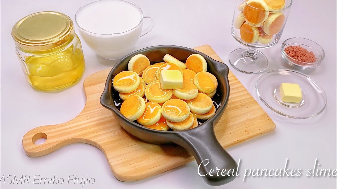 【ASMR】🍯シリアルパンケーキスライム🥞【音フェチ】Cereal pancakes slime 팬케이크시리얼 슬라임
