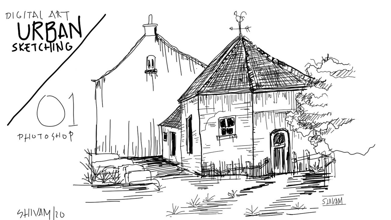 urban sketch illustration | Lineart (photoshop)