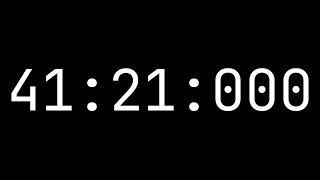 Countdown timer 41 minutes, 21 seconds [41:21:000] - White on black with milliseconds