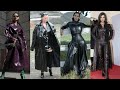 Stylish and beautiful latex leather long power dresses for women and girls