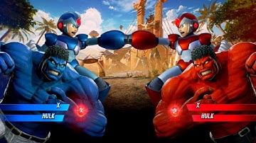 Red Hulk & Megaman X vs Blue Hulk & Megaman X (Very Hard) - Marvel vs Capcom | 4K Gameplay