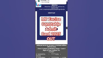 How to Download MP Excise Constable Admit Card 2025? Download MP Abkari Admit Card 2025